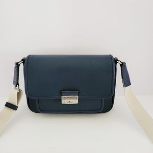 Michael Kors Bradshaw Medium Pocket Messenger Crossbody Handbag Navy Leather